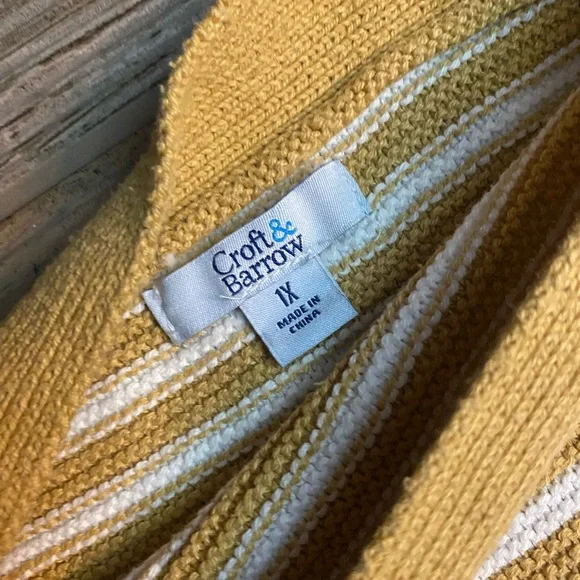 Croft & Barrow Mustard and White Striped Sweater - Picture 4 of 5